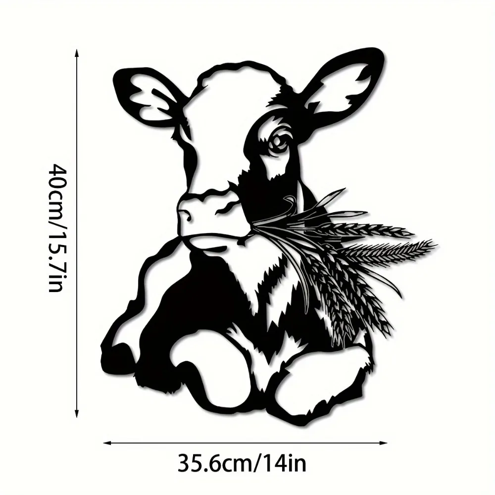 CIFBUY Metal Wall Art Western Bull Head Floral Iron Hanging Plaque Rustproof Sculpture for Home Decor Ornament Accent Stylish