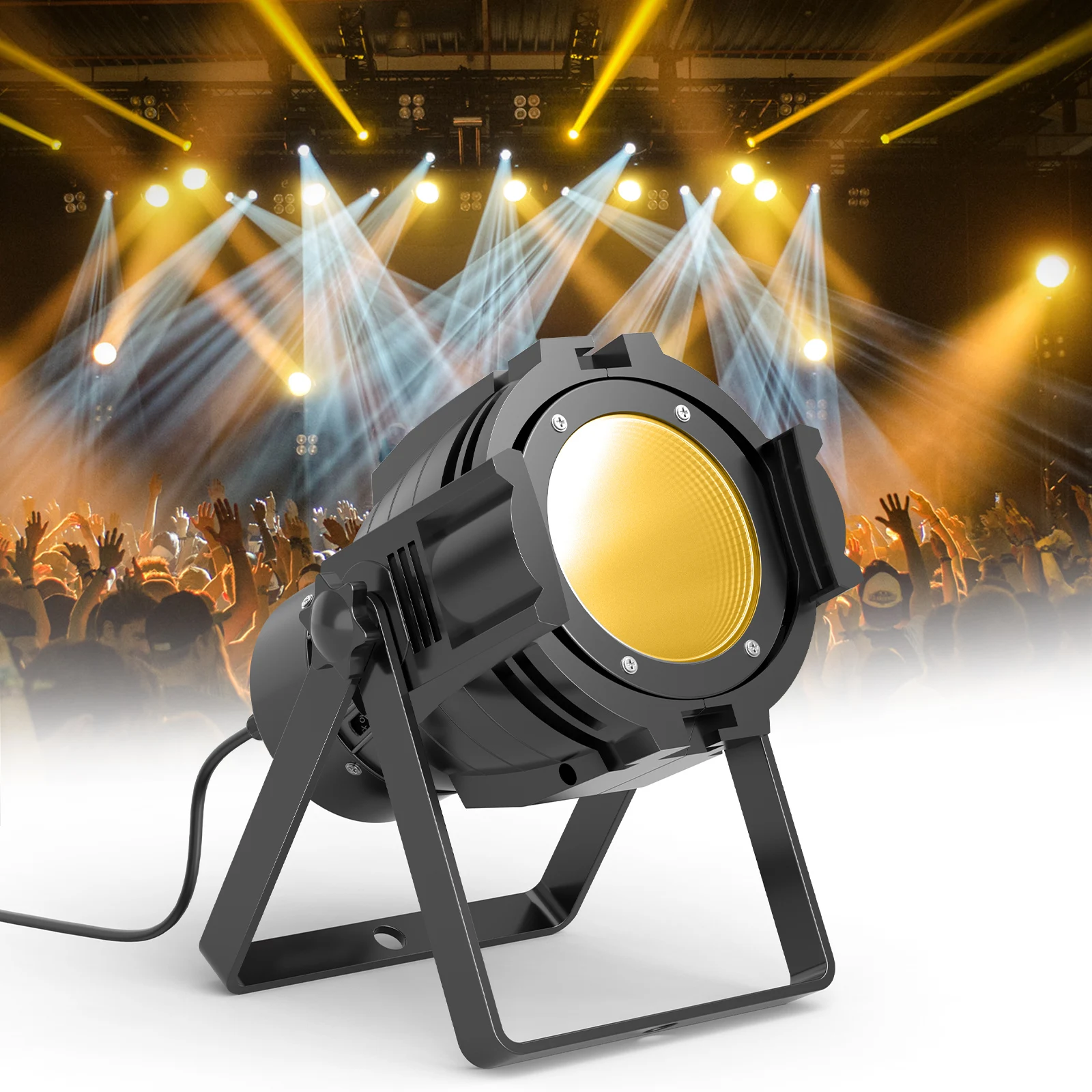 U'King 2PCS 80W Direct Broadcast Par Light Normal White+Warm White COB Wedding Performance Film Live Fill Light Stage Light