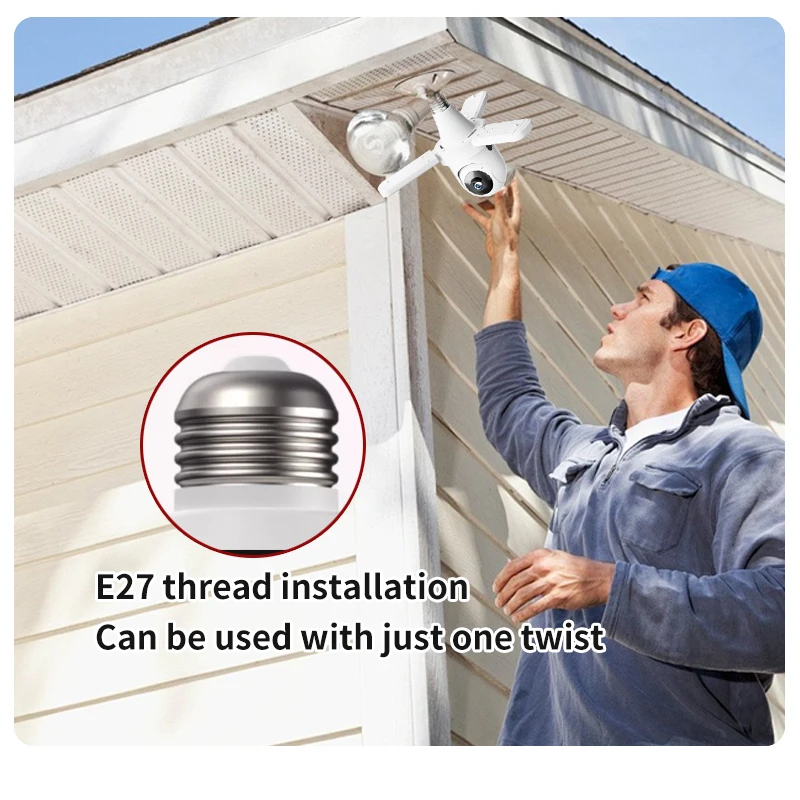 2MP 1080P 390Eyes/IPC360Home  APP E27 Lamp Holder PTZ IP Dome Camera Full Color AI Humanoid Detection Home Security CCTV Monitor