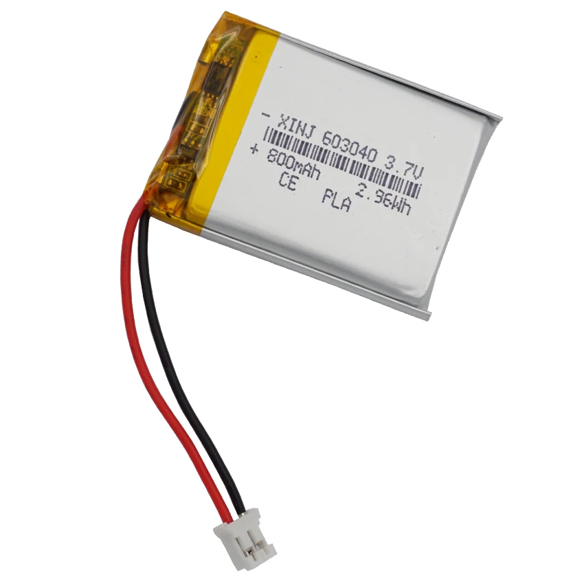 3.7V 800mAh 2.96Wh 603040 JST-PH 2pin 2.0mm Polymer Li LiPo Rechargeable Battery Cell For GPS Sat Nav Camera Driving Recorder