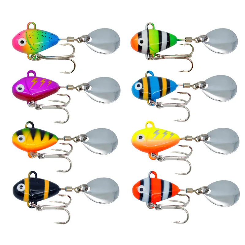 Metal vib With spinners Spoon Fishing Lure10g metal vib blade lure fishing Rotating Spoon Freshwater Bass 10g/5cm