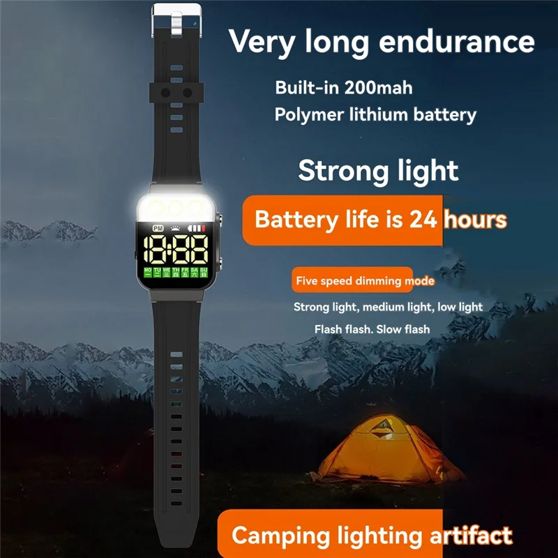 الرياضة LED الساعات الإلكترونية USB مصباح يدوي قابل لإعادة الشحن طالب ساعة يد رياضية الإضاءة ساعة هدايا للرجل