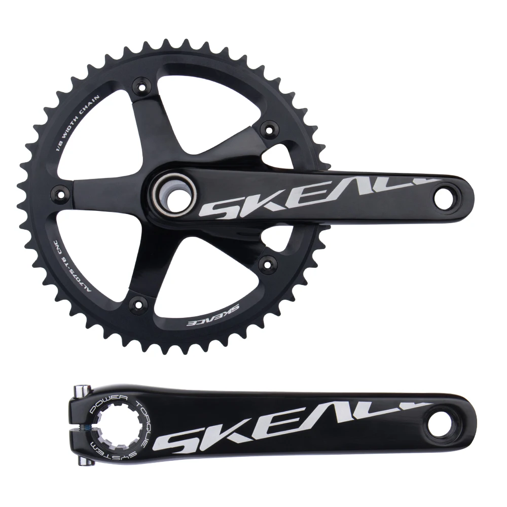 SKEACE Alumnium Alloy Crankset Fixed Gear Bicycle Crank 165mm 144BCD 49T Hollowtech Single Speed Parts Bike Chainwheel With BB