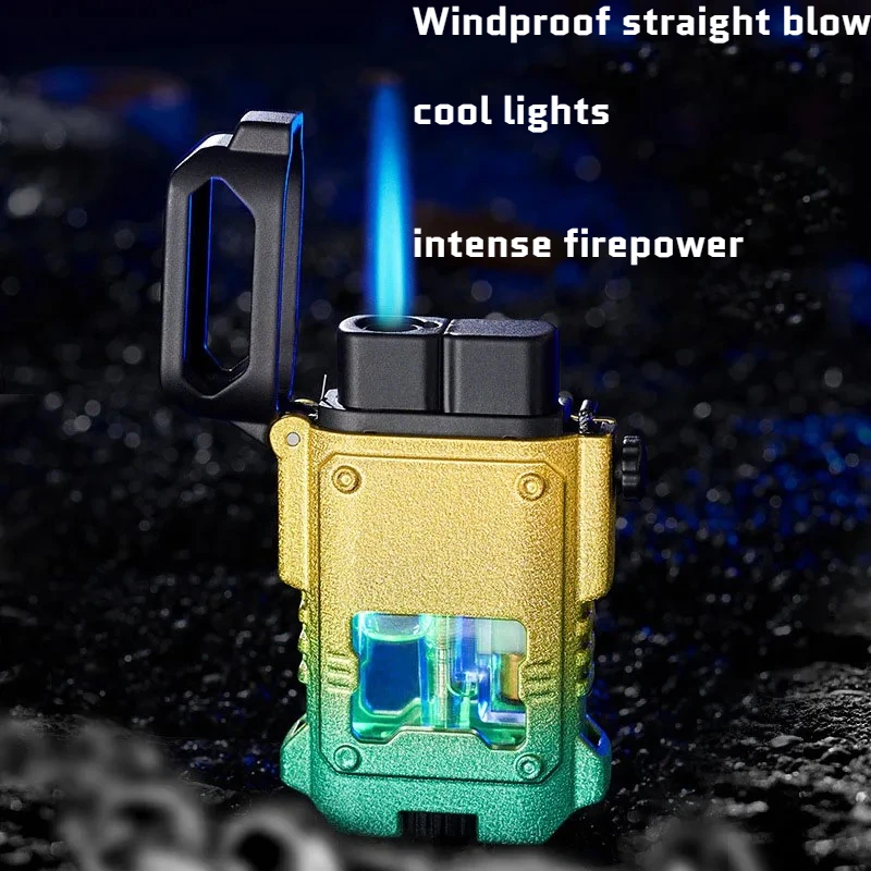 

Windproof Metal Lighter - GradientTransparent Design, Visible Flame, USBRechargeable, for Outdoor CampingHiking BBQ
