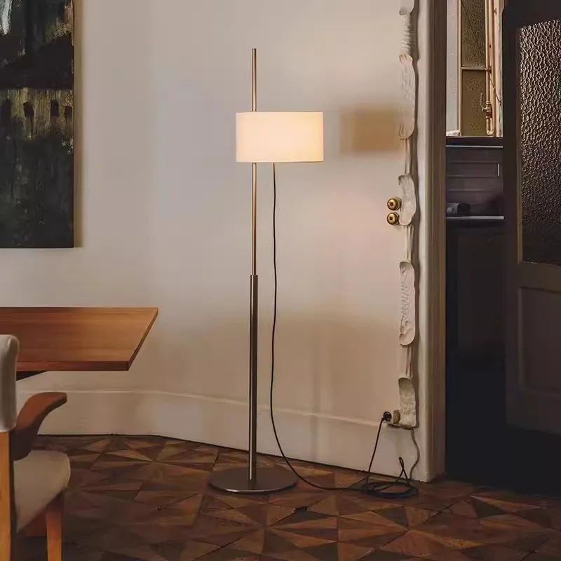 

Spanish Designer Iron Base Adjustable Height LED Floor Lamp Fabric Lampshade Living Room Bedroom Study Restaurant Standing Light