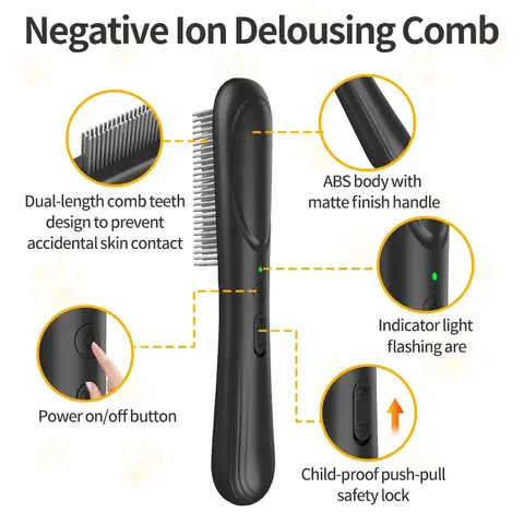 Pet Grooming Killer Comb Accessories Electric Flea Comb for Dogs Cats - Waterproof Anti Lice Flea Removal Brush