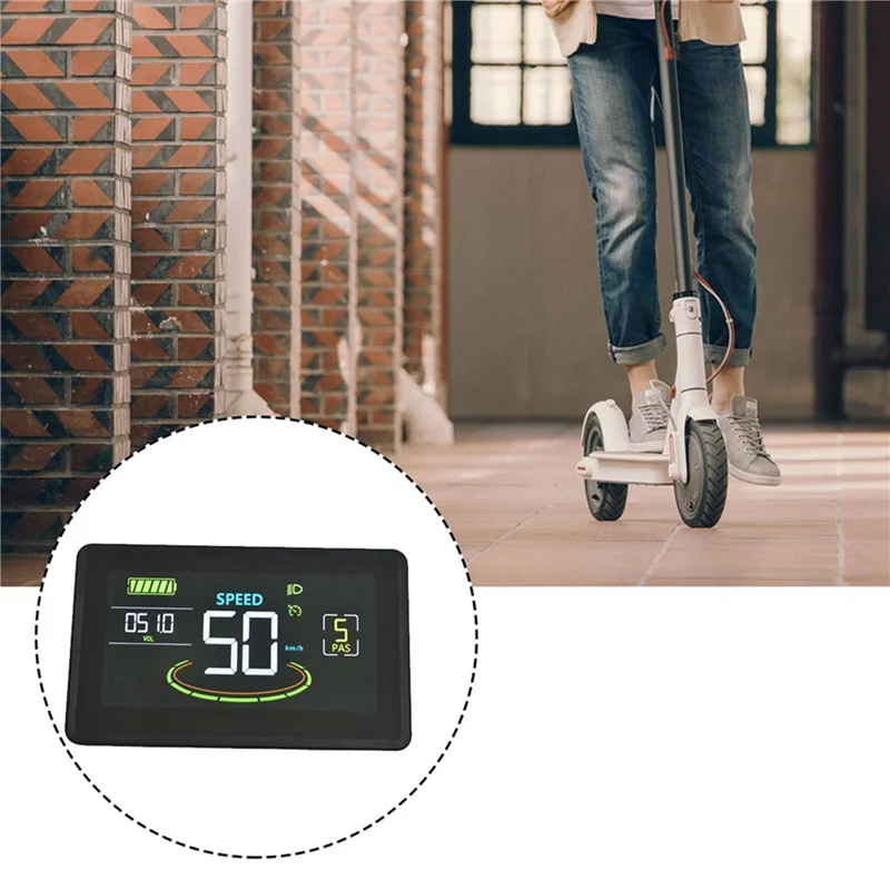 YHOLI-5X H6C Electric Bike LCD Display Meter 24V-60V E Scooter LCD Panel Color Screen With USB UART For Electric Bike(5PIN)
