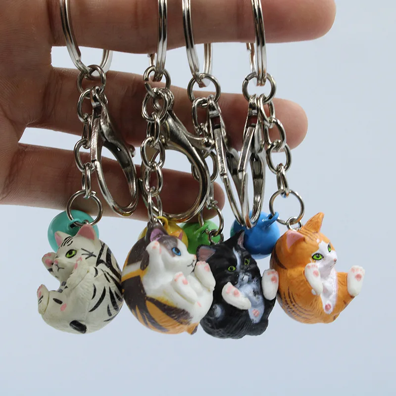 Cute Cartoon Animal Cat Keychain for Women Girls Car Handbag Accessories Phone Case Pendant Unisex Birthday Present Key Ring