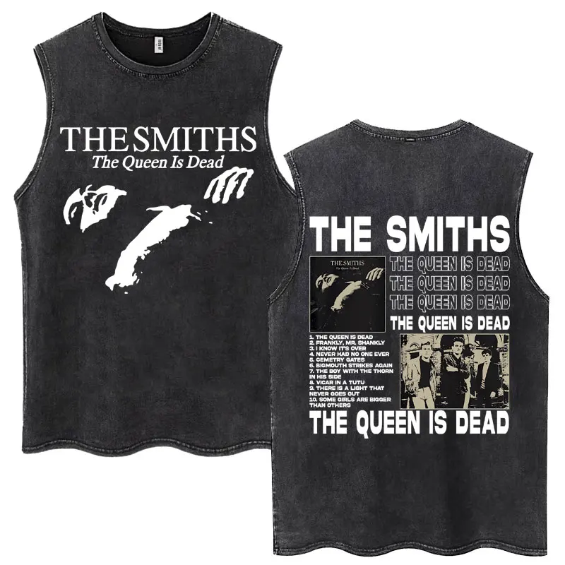 

Rock Band The Smiths The Queen Is Dead Wash Tank Tops Men Women Fashion Hip Hop Sleeveless T-shirt Cotton Casual Oversized Vest