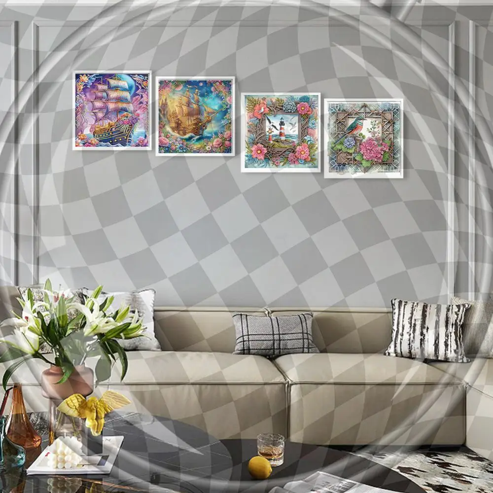 

30x30cm 4pcs Sailboat 5D DIY Special Shape Crystal Partial Diamond Painting Kit