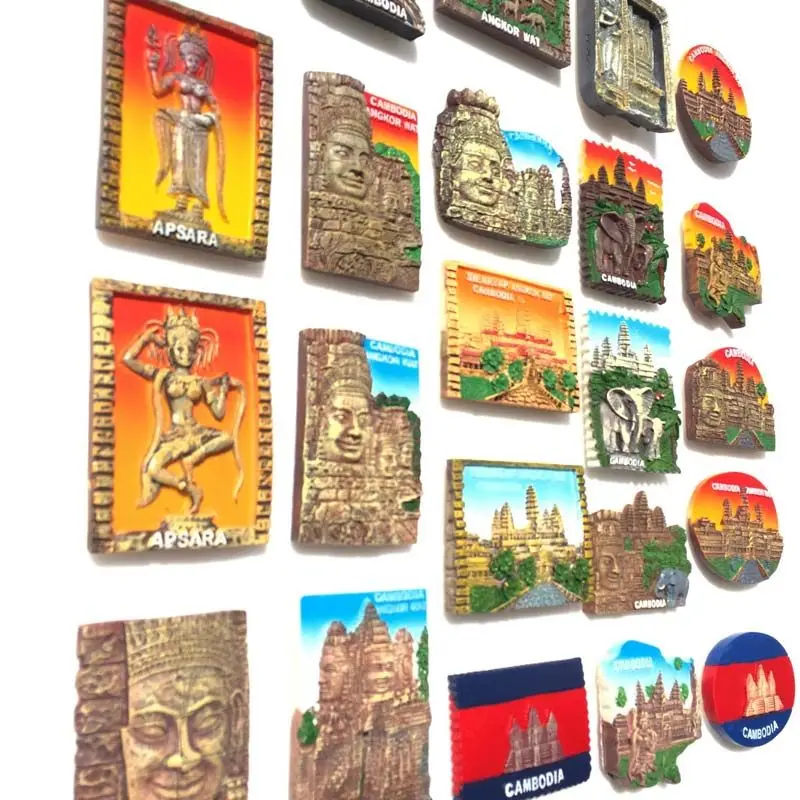 Cambodia Angkor Wat Creative Tourism Memorial Decorative Crafts Resin Magnet Refrigerator Sticker Gift