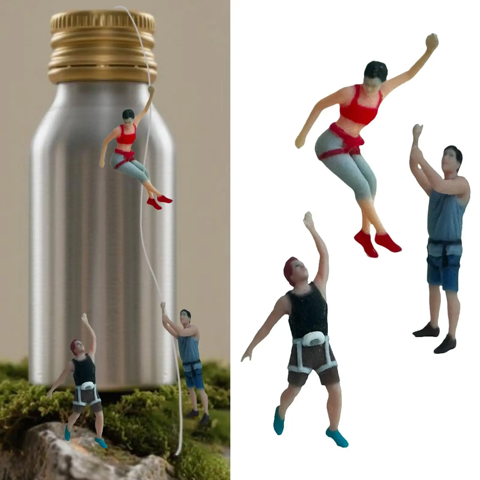 1/64 Miniatuur Figuur Rotsklimmen Mini Mensen Beeldje voor Collecties Micro Landschap Decor Poppenhuis Accessoires Foto Prop