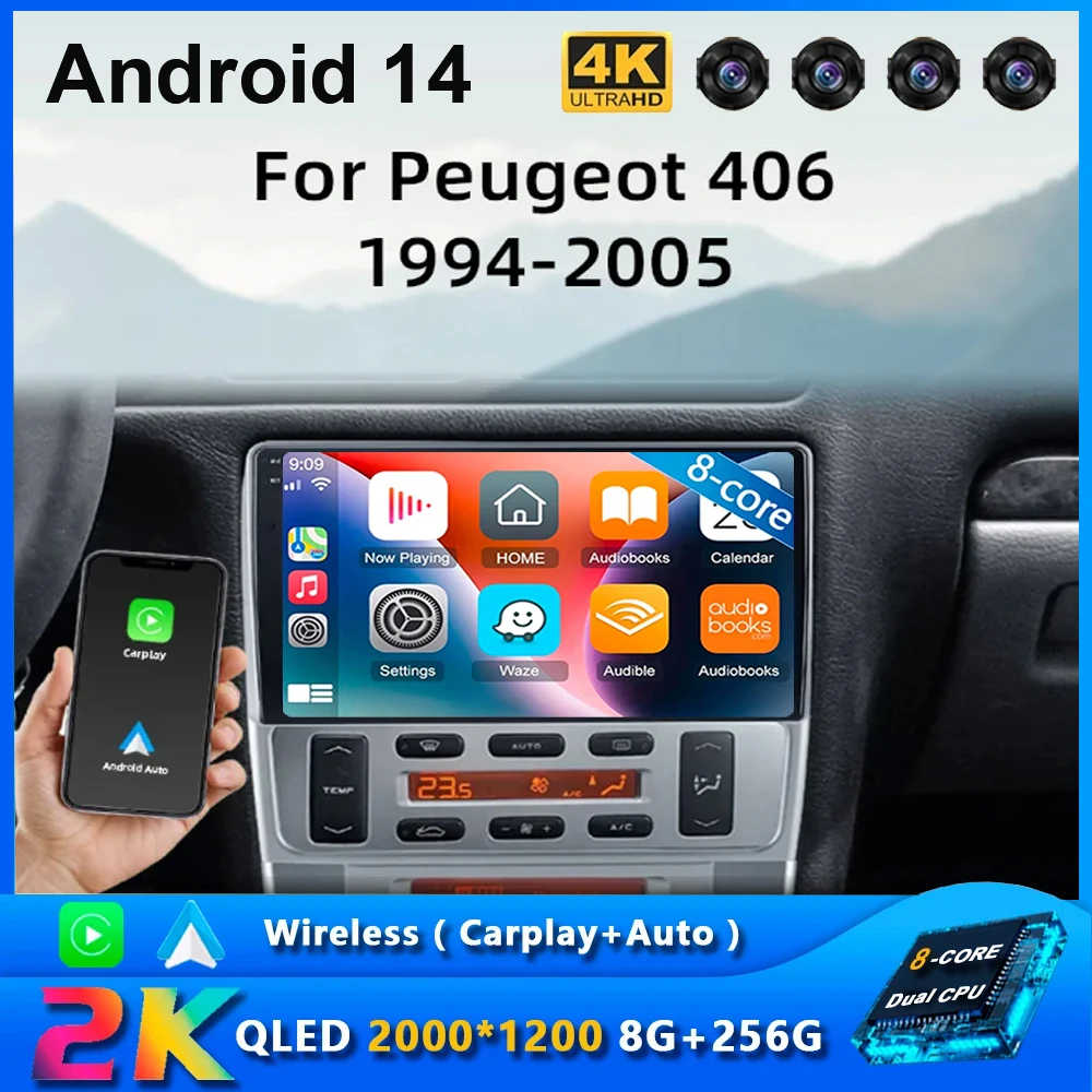 

Android14 For Peugeot 406 1994-2005 2 Din Car Radio Carplay Multimedia Stereo GPS Navigation Head Unit Android Auto WIFI