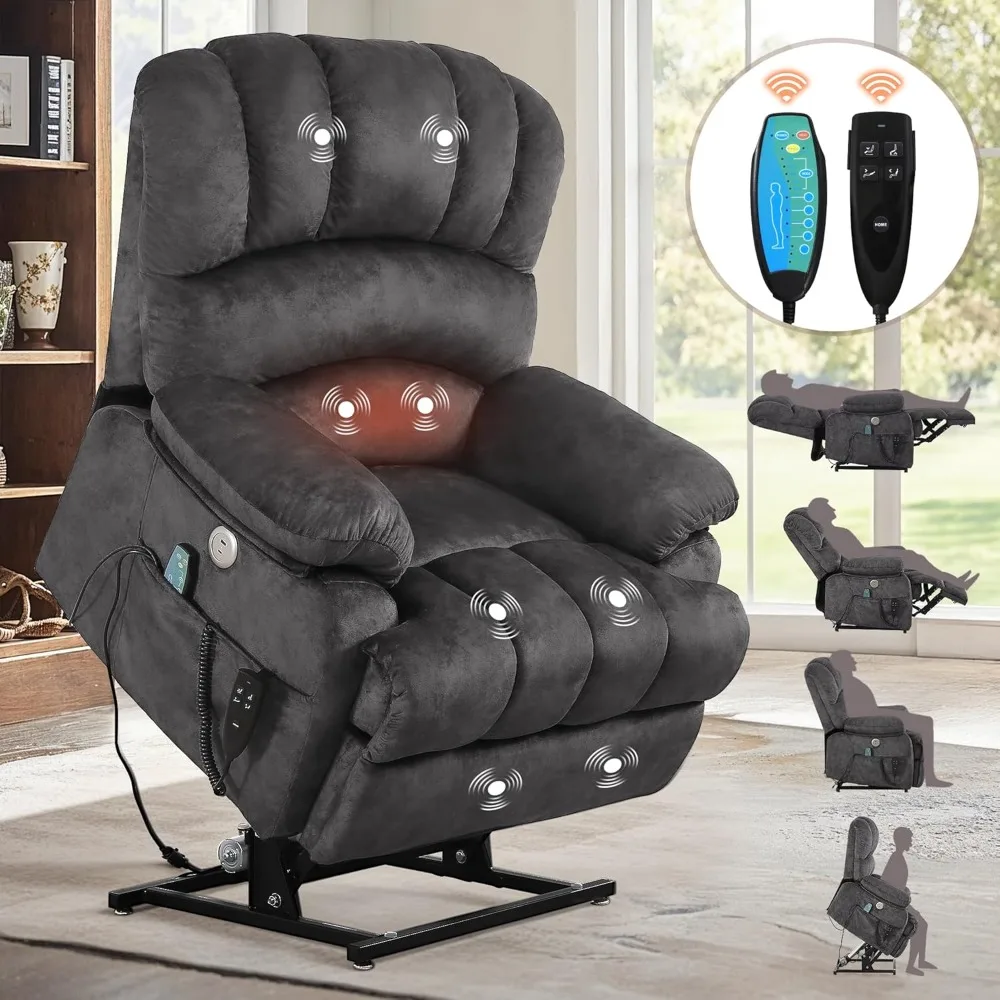 Dual Motor Recliner Chair , Power Lift Recliner Chair with Heating and Massage, Electric Recliner Infinite Position, USB Ports