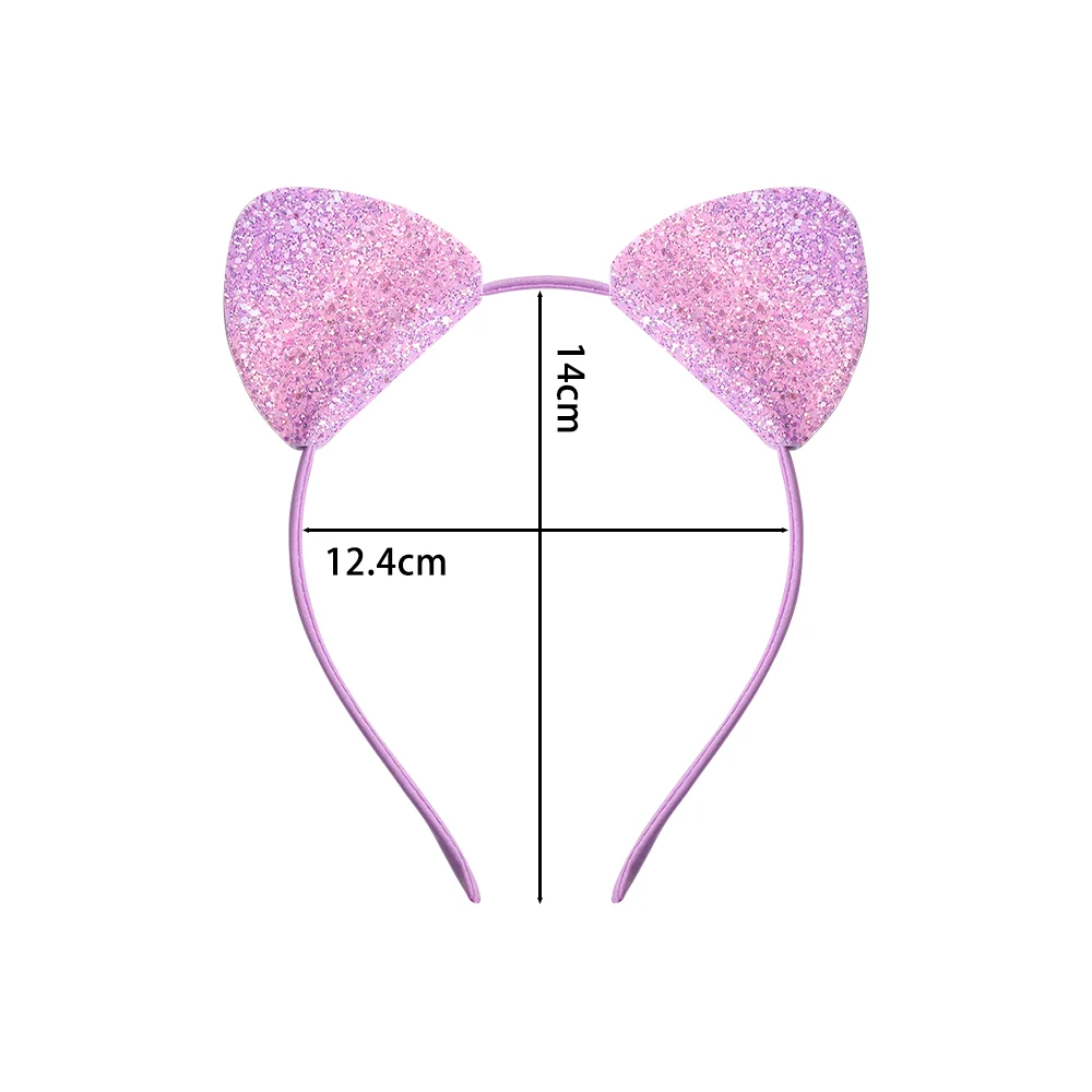 Glitter Cat Ears Headband Kitty Headband for Girls and Women Sparkly Hair Metal Hoop Shiny Hairbands for Party Daily