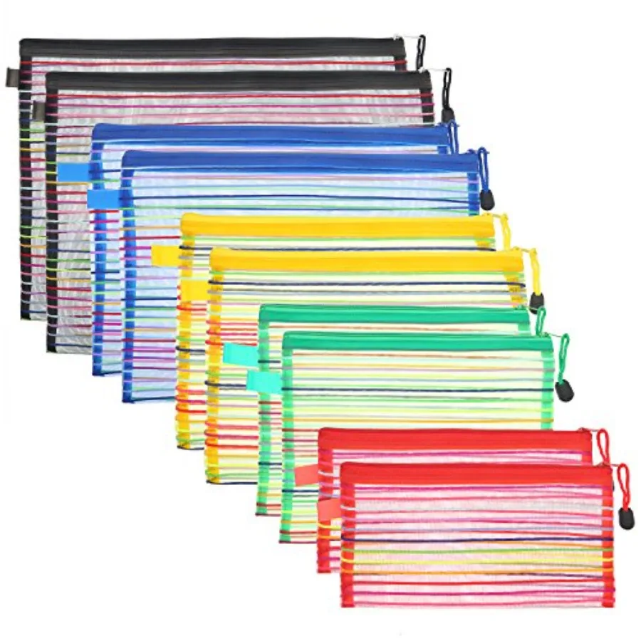 

Pcs Mesh Zipper Pouch Bags for Organizing 5 Sizes, 5 Colors Large Small Pouch Bulk Cosmetics Purse Toiletry Travel Cases Multip
