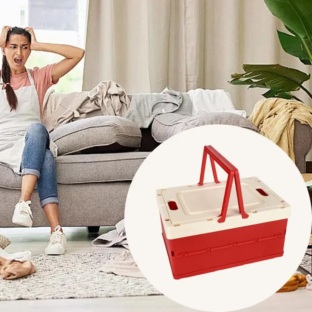Space-saving Storage Solution Portable Storage Box Capacity Foldable Storage Box with Handle Design for Desktop Organization