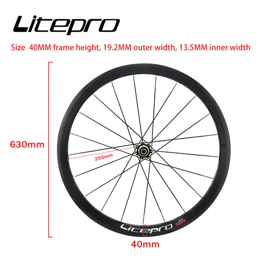 Litepro 40MM 700C Carbon Fibre Hub Straight Pull Wheels Alloy Rim 6 Claws 11S Road Bicycle V Brake Wheelset 1900G