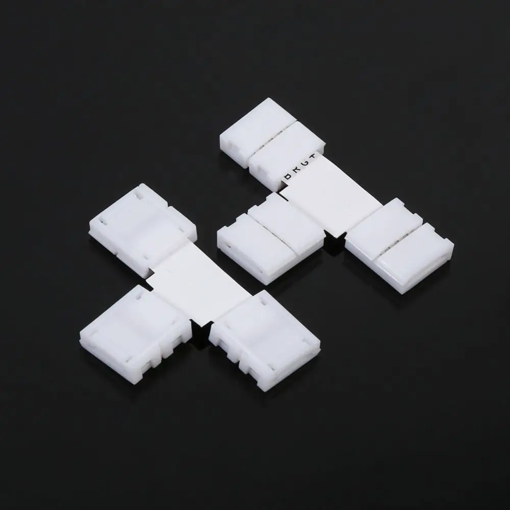 4 Pin LED Strip Connector Kit T/L Shape 10mm Width LED Strip Connector RGB Solderless Snap Down Connector