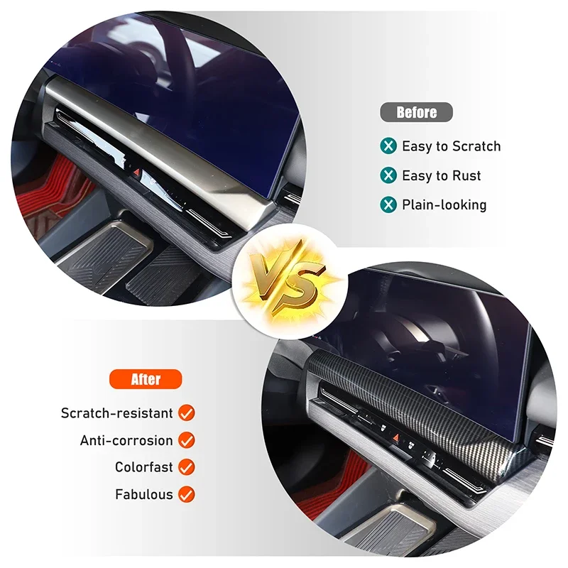 ABS البلاستيك ألياف الكربون لسيارات BMW 5 Series G60 2024 2025 سيارة مركز التحكم الملاحة شاشة اللوحة السفلية غطاء الزخرفية #4