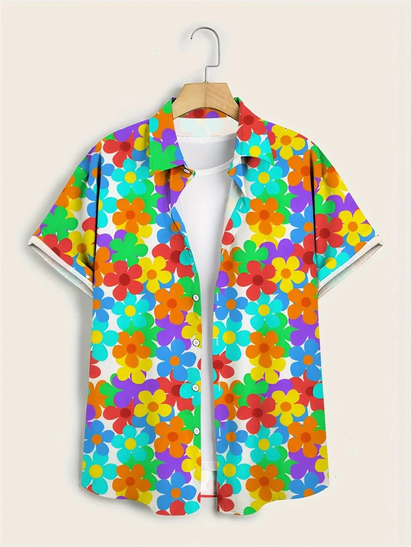 Summer Floral 3D Print Shirts Men Fashion Hawaii Holiday Shirt Casual Vintage Streetwear Short Sleeve Shirt Blouse Man Clothing