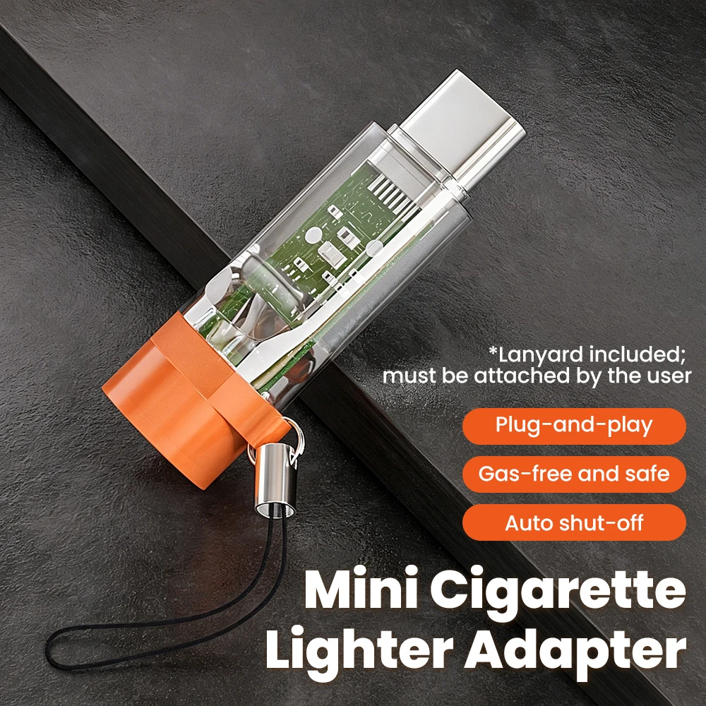 Type-C mobile cigarette lighter adapter, transparent cigarette lighter, safe and portable cigarette lighter