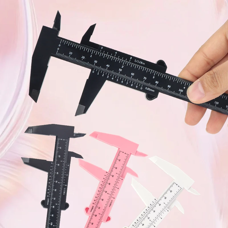 80/150mm Plastic Vernier Caliper Double Scale MM Inch Eyebrow Symmetry Measure Ruler Lightweight Tattoo Makeup Measuring Gauge