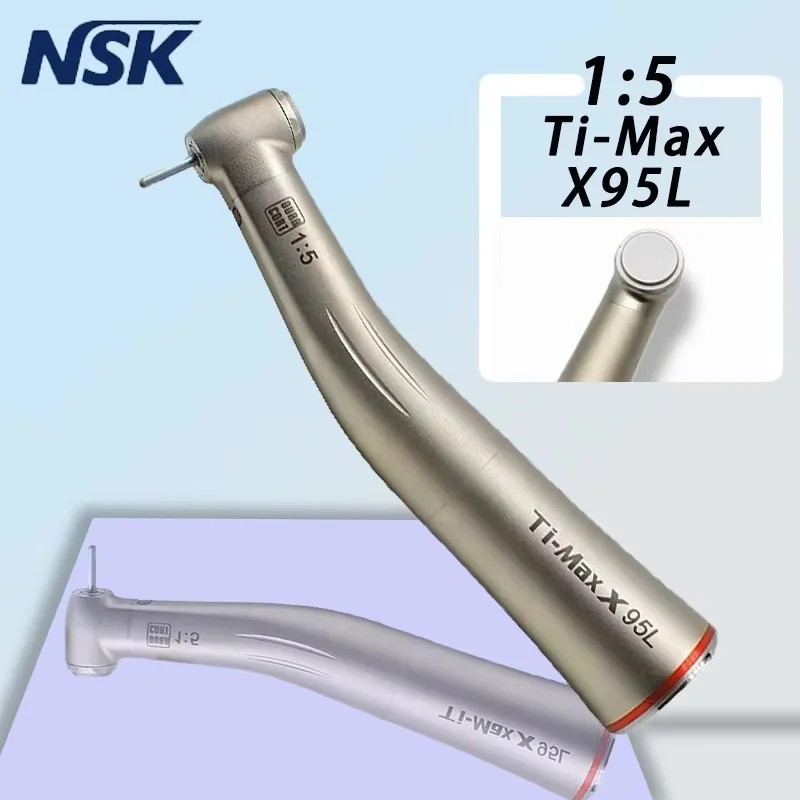 

X95L Handpieces Dental Piece 1:5 speed increasing Contra Angle Handpiece with optic fiber Stainless body for FG bur Red Ring