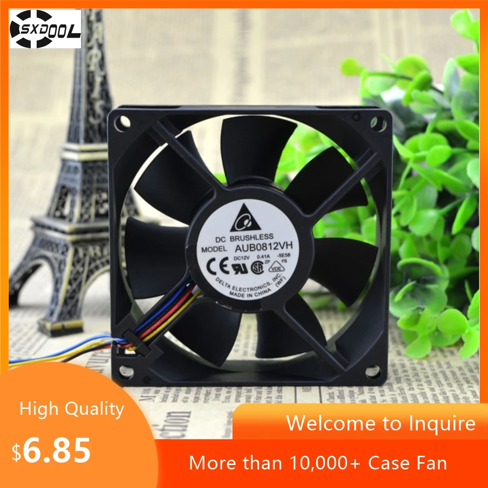 Aub0812vh PWM Fan 80mm 8cm for Delta 80X80X25mm 0.41a Automatic Speed Control CPU Radiator