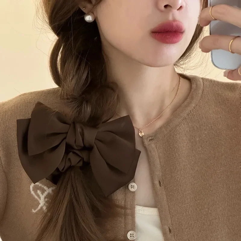 シンプルさエレガントなサテンビッグリボンヘアロープ女性のための気質ダメージなし髪ヘアロープファッションガール高ポニーテールシュシュ