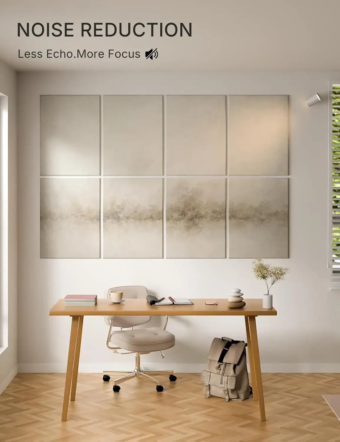 Wall Art Acoustic Panels,70'' x 47''Sound Absorbing Panels-8-Pack with 60 Adhesive Tabs, Decorative Sound Absorbing Panels