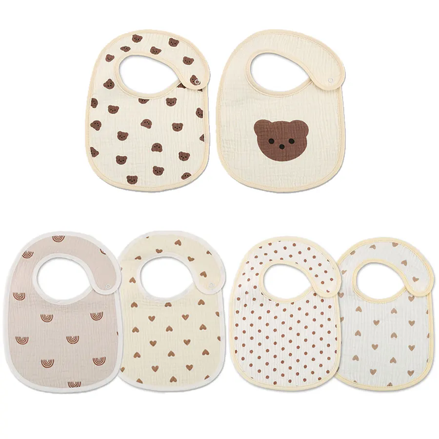 2pcs 얇은 방수 아기 턱받이 부드러운 간호 사계절 타액 수건 아기 턱받이 신생아 흘경 천