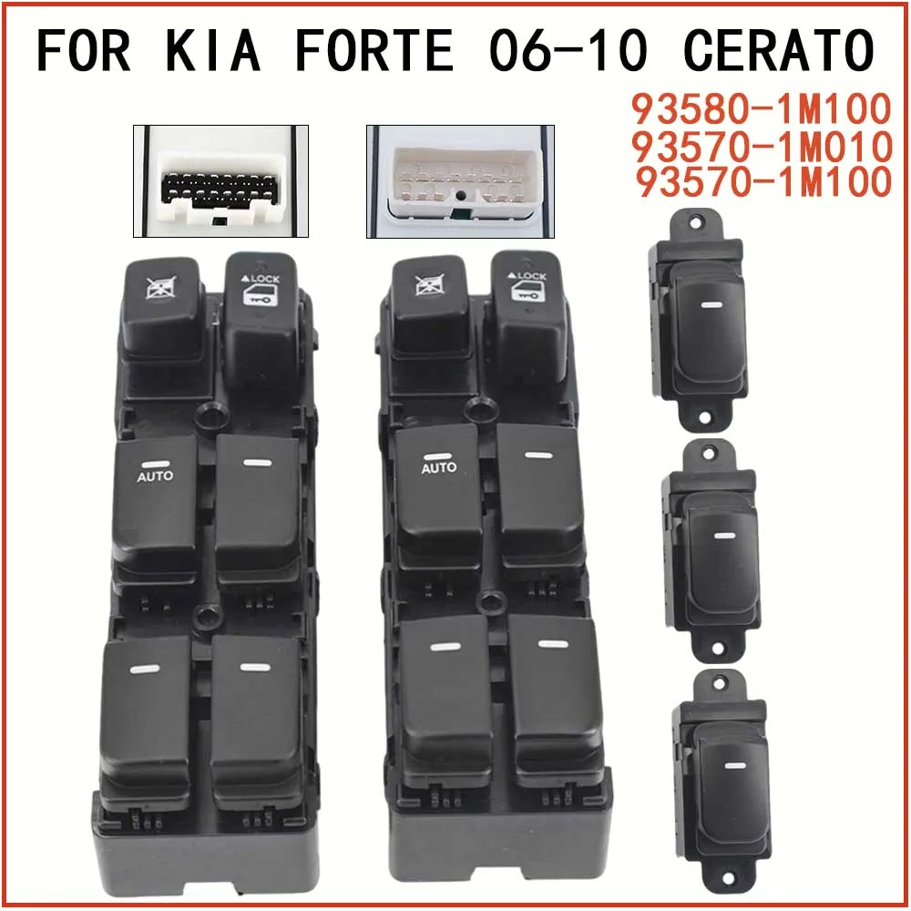 

93570-1M100 For KIA FORTE 06-10 CERATO Master Power Window Switch Lifter Regulator Button Auto Lift Window Accessory 93570-1M010
