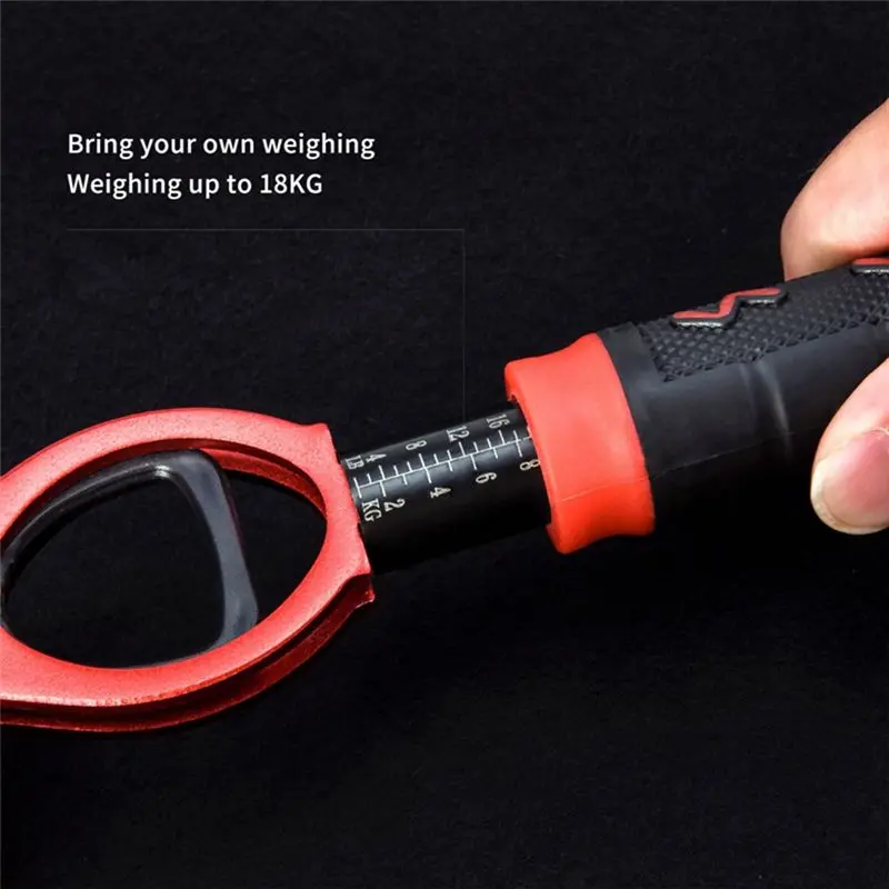 جهاز التحكم في الأسماك Luya من سبائك الألومنيوم Oct.22 مع مقياس الوزن لصيد الأسماك البحرية ومشبك شفاه السمكة غير قابل للانزلاق، أحمر