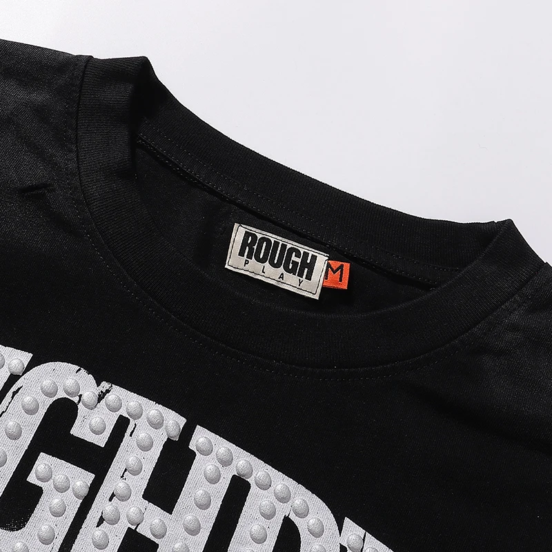 RoughPlay Langarm Vintage Print American Street High-Street Trend Mode Fake Zweiteiler Unisex Langarm T-Shirt