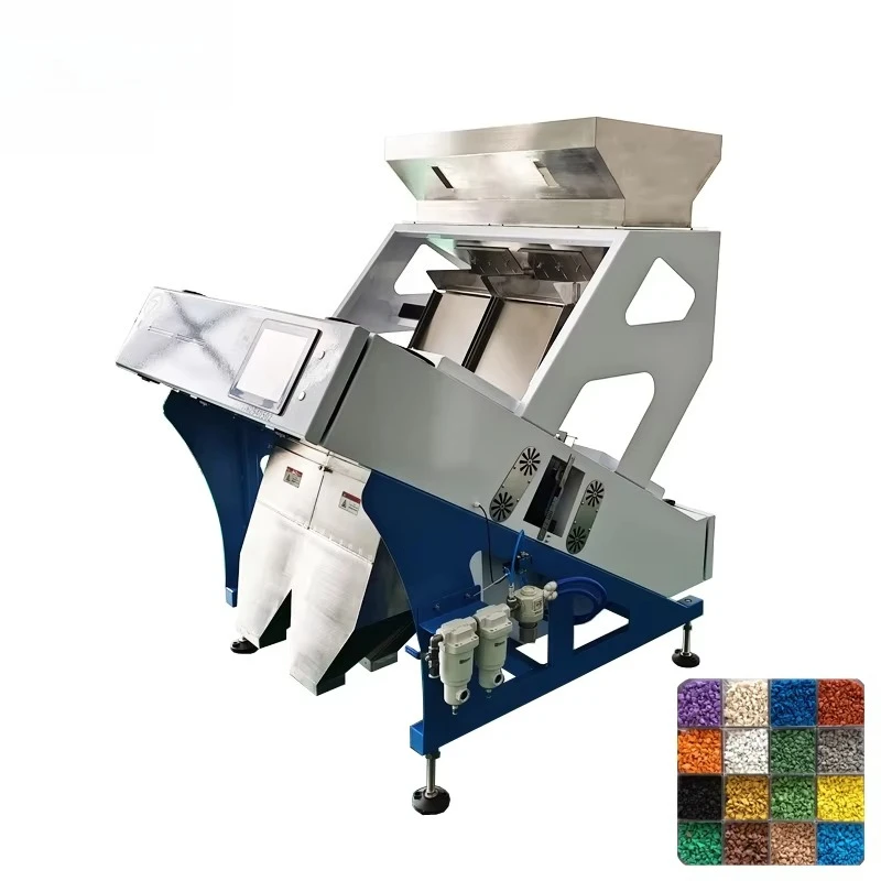 Trieur automatique de flocons et de particules de plastiques PET, PVC, PP, PS, ABS avec algorithme IA, précision de 99,99 %, personnalisable