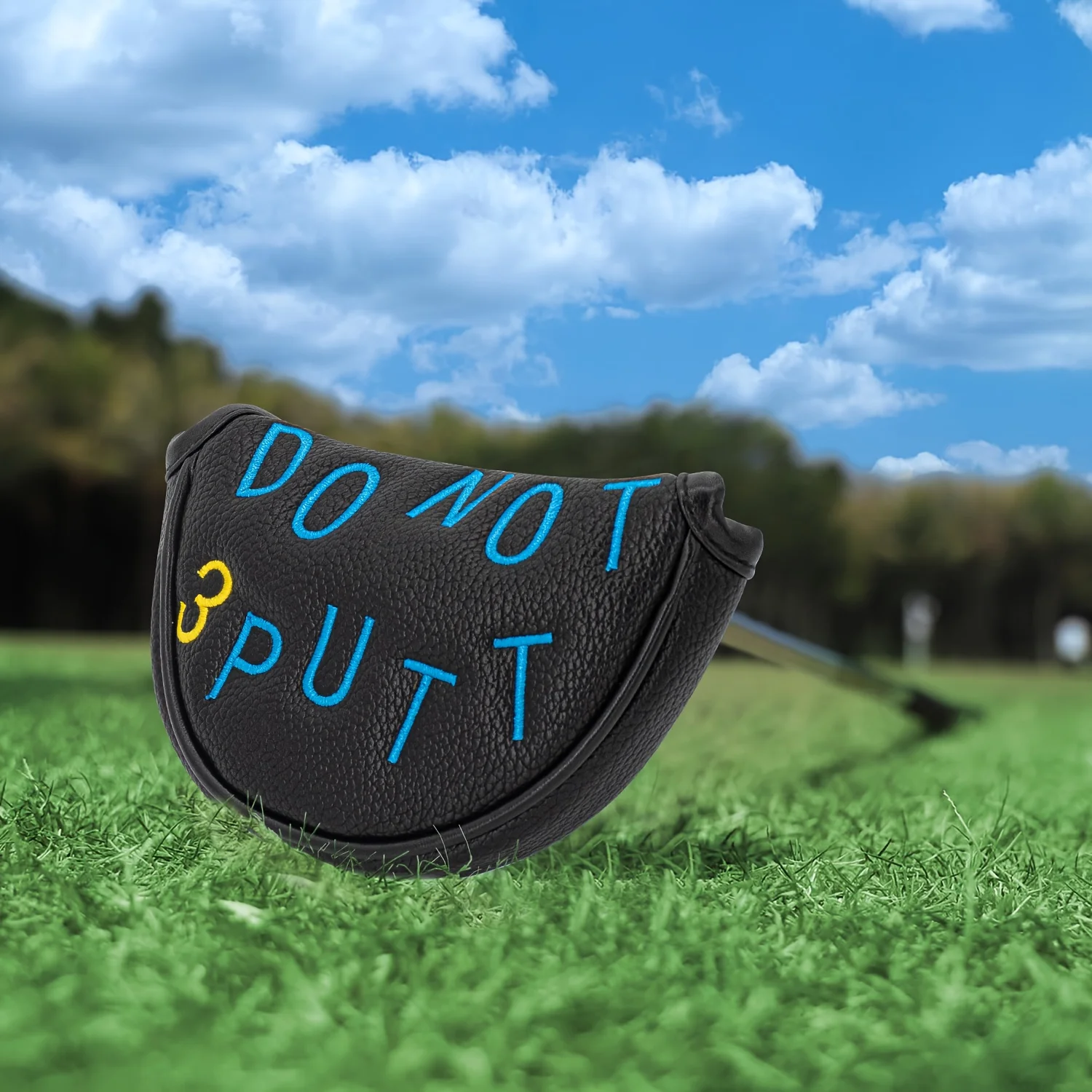 Sleek Minimalist Golf Putter Head Cover - Durable Synthetic Protective Gear with 'DON'T PUTT' Design, White & Black image 4