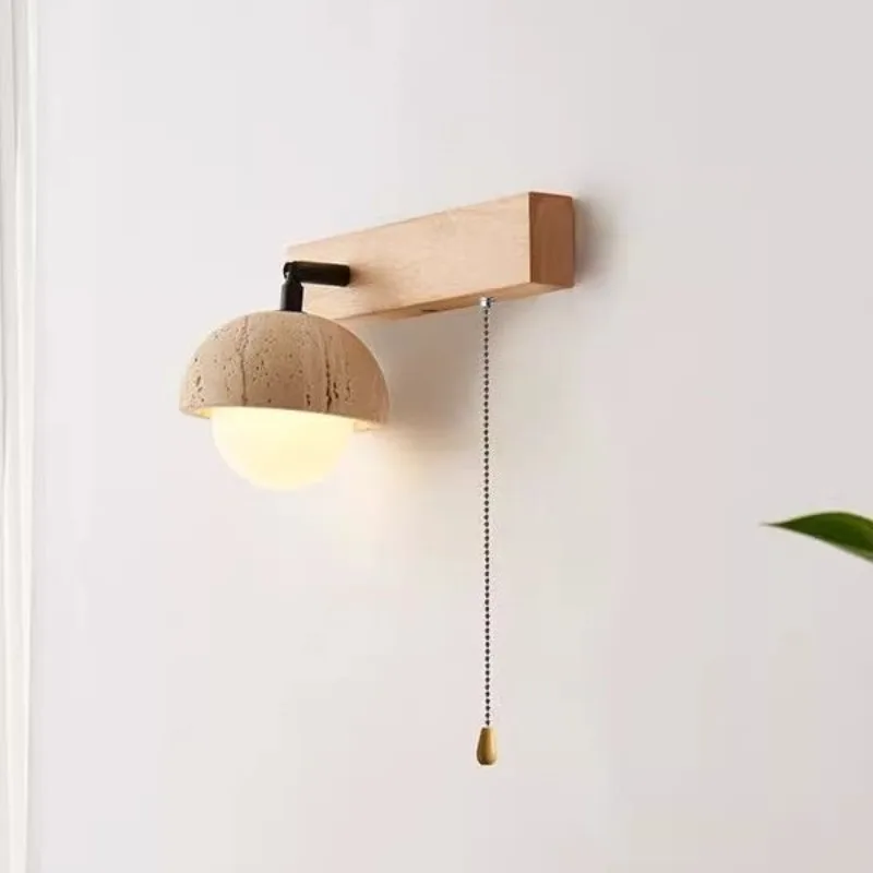 Retro Wabi Sabi Wall Lamp Cave Stone Decoration Can Rotate LED Wall Sconce Bedroom Bedside Hotel Guest Room Illumination Fixture