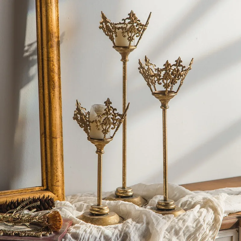 

French Vintage Vintage Candle Holder Ornaments American Romantic Candlelight Dinner Wedding Photo Props Home Decorations