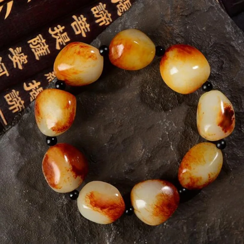 سوار اليشم الأبيض الطبيعي الجديد، سوار مادة البذور الذكور والإناث #5