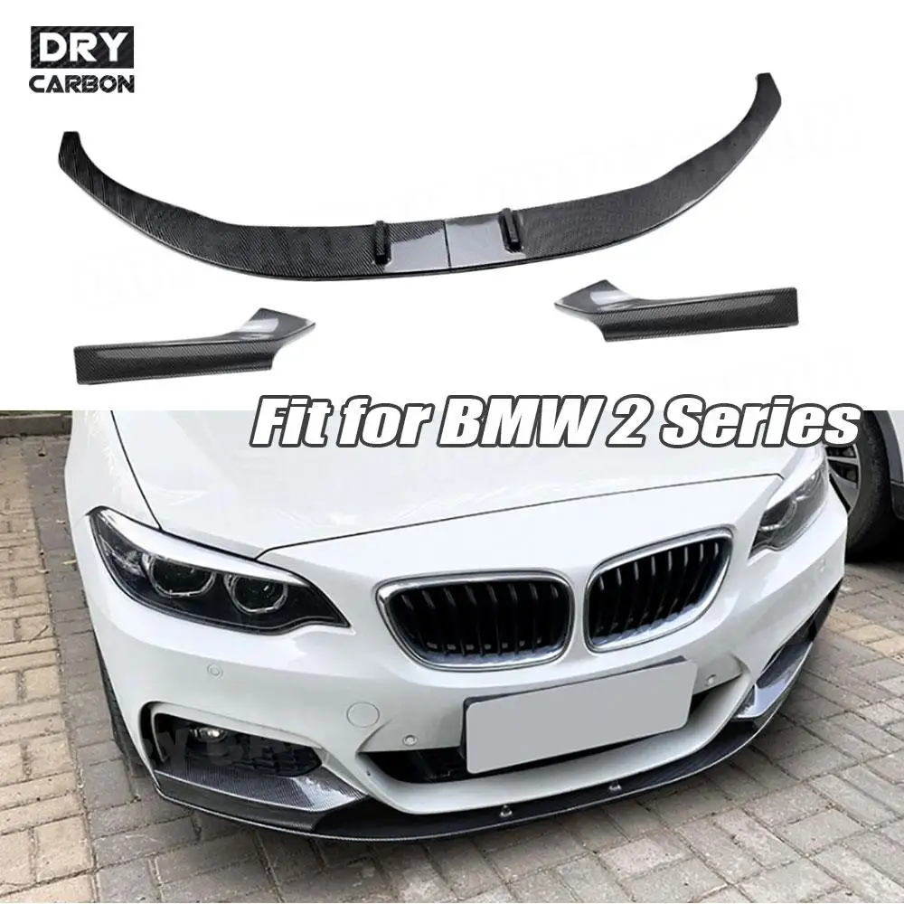 

M Style Front Diffuser Lip Spoiler Carbon Look Car Bumper Lip Chin Guard Accessories For BMW 2 Series F22 M Sport 2015-2021