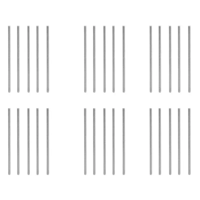 AT05-M6 X 150Mm 304 Stainless Steel Fully Threaded Rod Bar Studs Hardware 30 Pcs