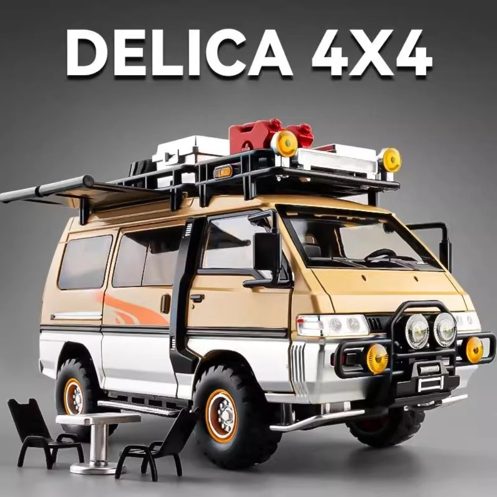 

1:24 Mitsubishi ‌ Delica NOMADISM Модель кемпинга RV Игрушечный автомобиль из сплава, литой под давлением музыкальный свет, модели внедорожников для детей, подарки