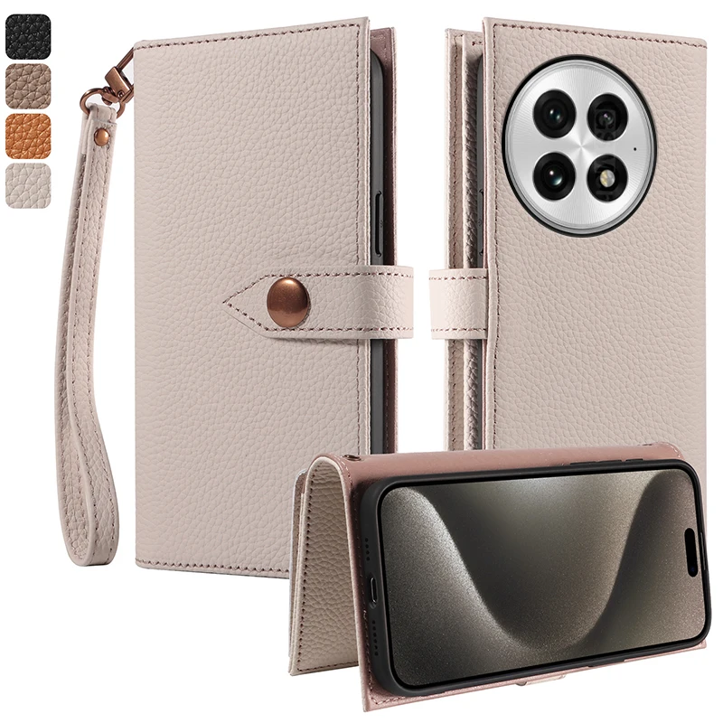 

100% Real leather multifunctional card slot wallet Cover For Oneplus 13 12 11 10 9 Pro 9RT 5G Flip Magnetic skin shockproof Case