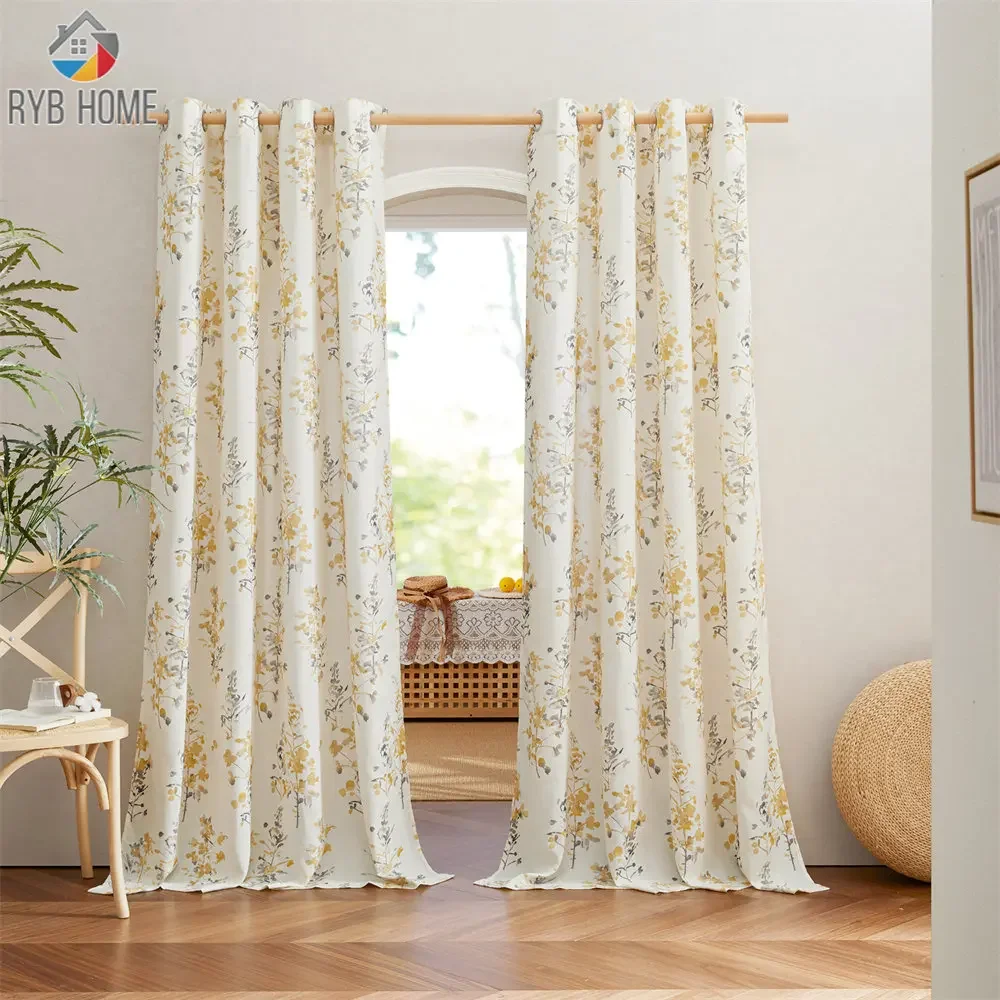 RYB HOME 1pc Stripe Slub Curtains for Living Room Bedroom Window Office Decoration Modern Cortina Fashion Drapes