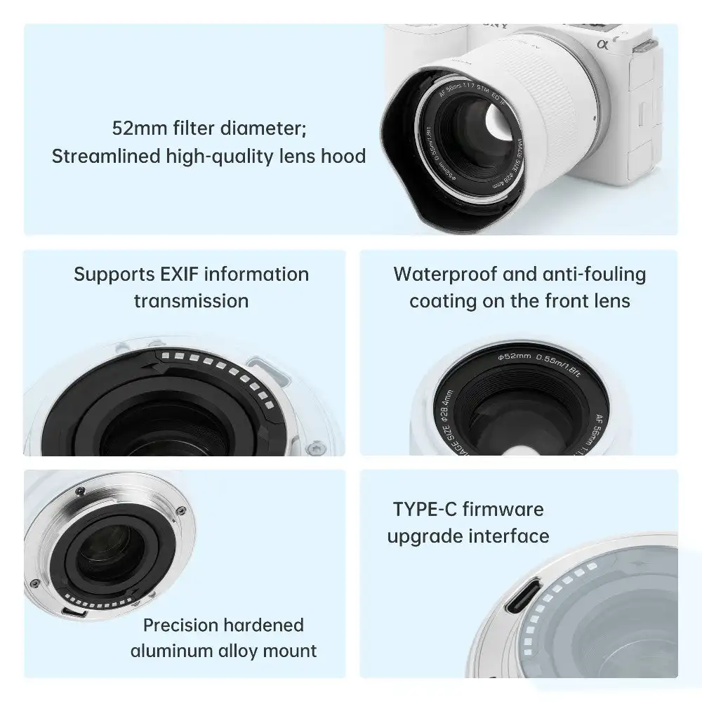 Viltrox 56mm f1.7/20mmf 2,8 weißes Objektiv mit festem Fokus für Sony spiegellose Kamera Autofokus APS-C/Vollbild kamera objektiv
