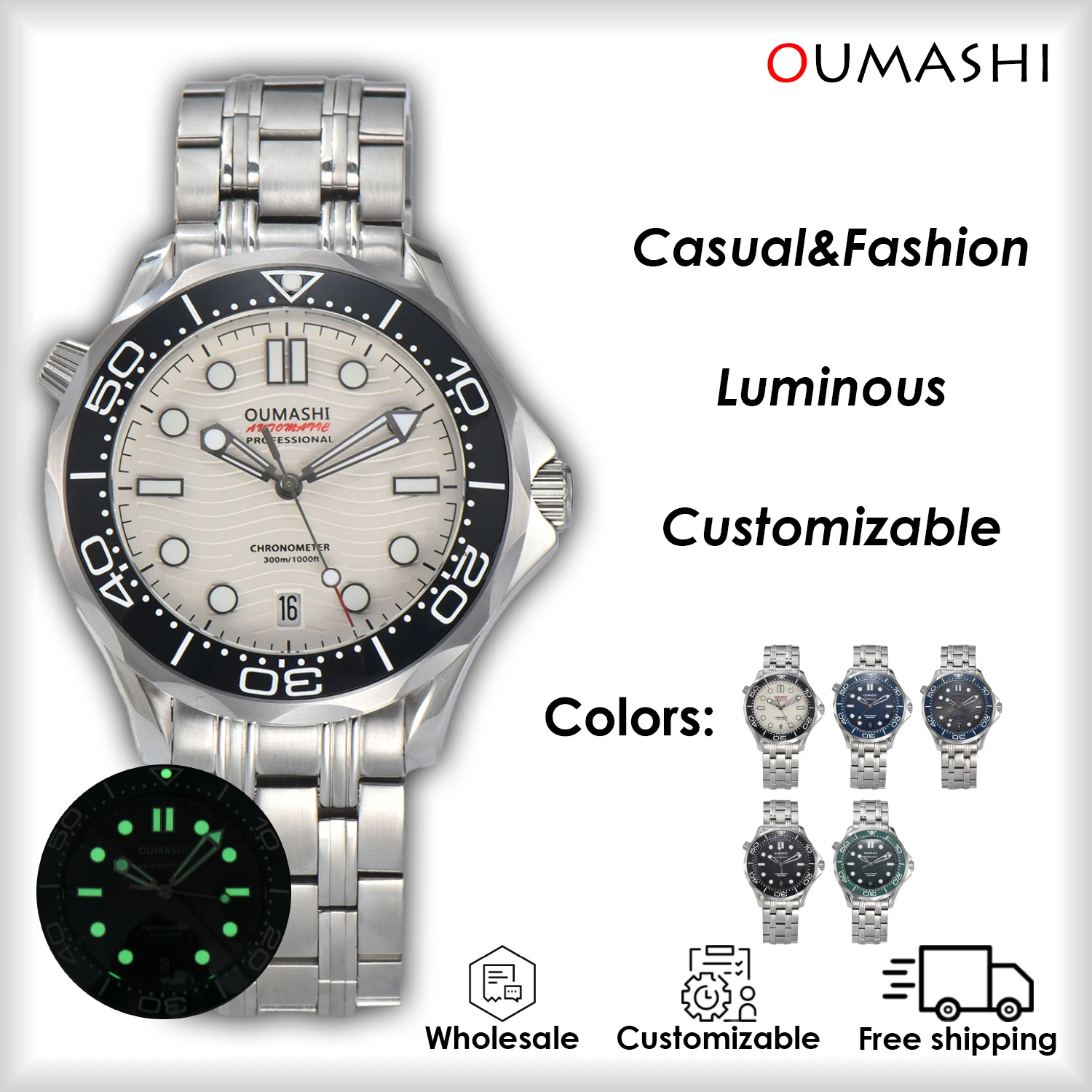 

45MM men's watch Automatic Winding NH35 Luminous Waterproof Casual Fashion Sapphire crystal Customizable Wholesale Wrist watche