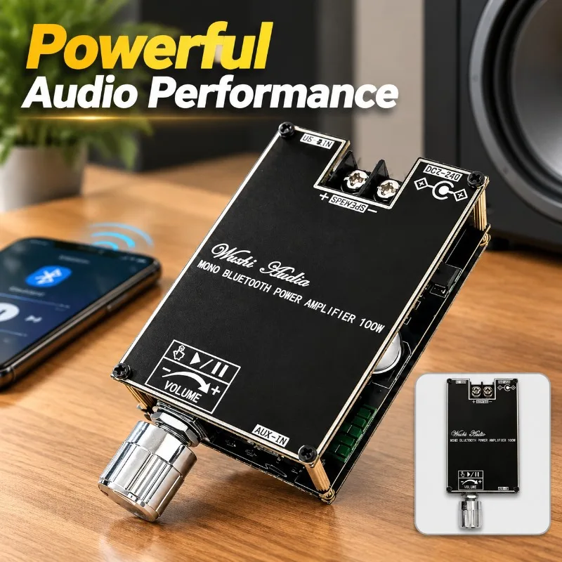 ZK-1001B Mono Bluetooth-compatible Audio Power Amplifier Board Module TPA3116 Chip Support Subwoofer Midrange Treble Output