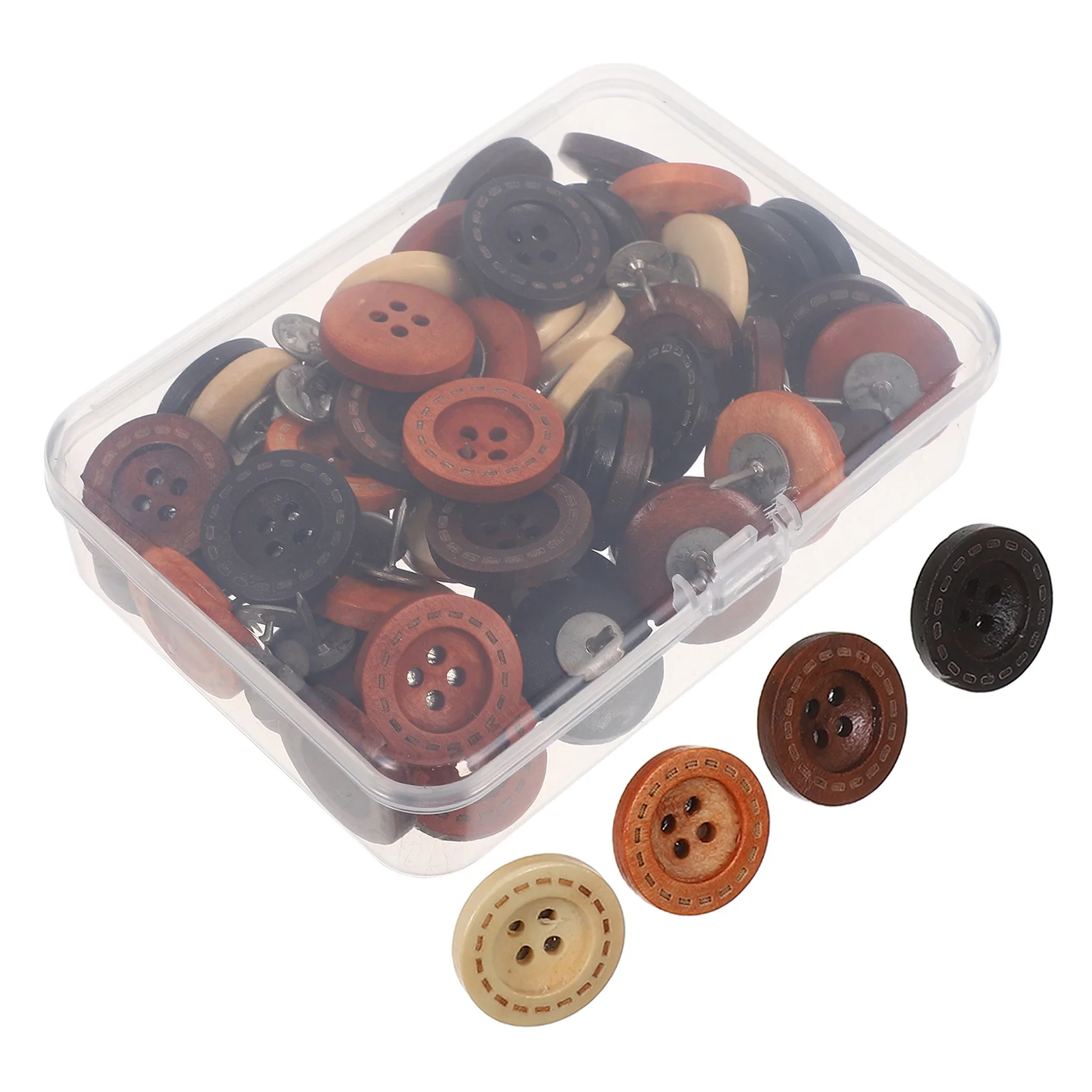 

50Pcs Vintage Wooden Thumb Tacks Retro Button Pushpins for Cork Bulletin Board Photo Wall Decorative Map Pins Office Home