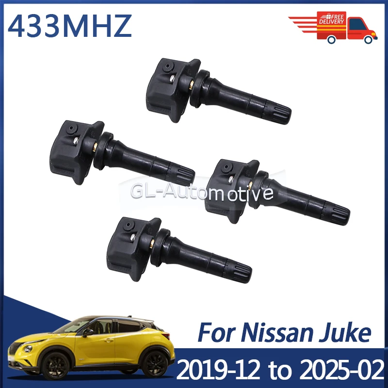 

1/4 шт. 433 МГц датчик давления в шинах TPMS для Nissan Juke 2019-2025 40700-6UA0A 407006UA0A